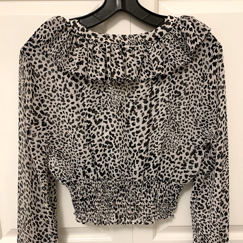 Zara Animal Print Ruffle Top - Picture 2 of 2